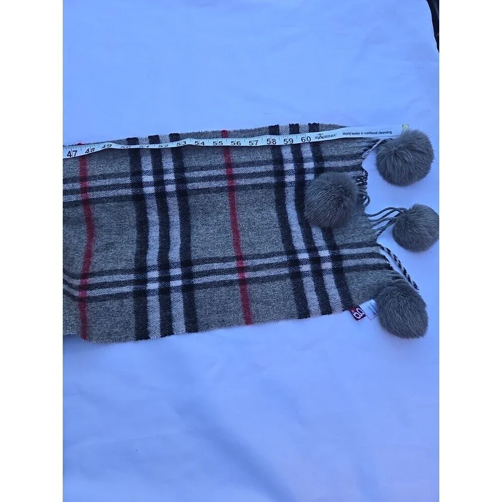 scarf  100% Cashmere With Fur Pompons